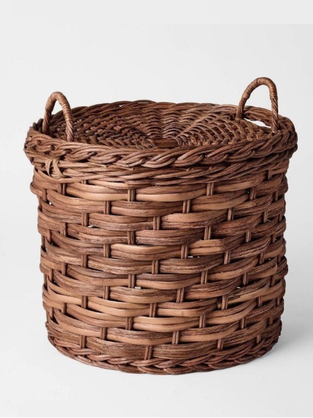 Threshold Studio Mc Gee Brown Round Chunky Woven Rattan Storage Basket